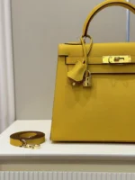 Hermes Kelly 25 Lime Fluo Yellow Epsom Gold Hardware - Image 6