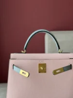 Hermes Kelly 25 Rose Sakura & Gris Perle Chèvre Epsom Leather Gold Hardware - Image 3
