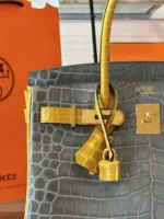 Hermes Birkin 30 Gray/Gold Genuine Crocodile Leather Gold Hardware - Custom Made - Image 7