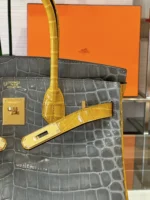 Hermes Birkin 30 Gray/Gold Genuine Crocodile Leather Gold Hardware - Custom Made - Image 6
