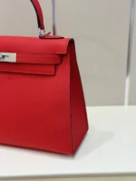 Hermes Kelly 28 Red Epsom Leather Palladium Hardware - Image 2
