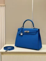 Hermes Kelly 28 Blue Electric Epsom Leather Palladium Hardware - Image 4