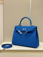 Hermes Kelly 28 Blue Electric Epsom Leather Palladium Hardware - Image 3