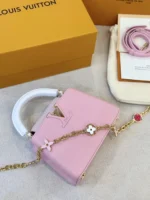 Louis Vuitton LV Capucines Like Auth Handbags Pink Lock Gold 21cm - Image 2