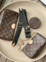 Louis Vuitton LV Multi Pochette Handle Fabric Green Handbags Monogram 24x16x6cm - Image 2