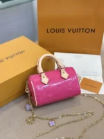 Louis Vuitton LV Nano Speedy Pink Shiny Leather Handbags 16x10x7,5cm - Image 7