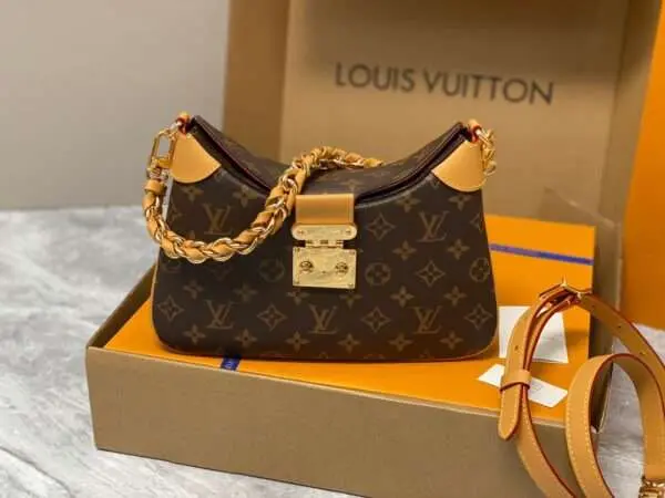 Louis Vuitton LV Twinny Monogram Handbags With Lock Gold 29x19x9cm