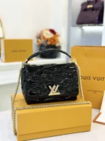 Louis Vuitton LV Twist Women's Handbag Glossy Black Like Auth 23cm - Image 4