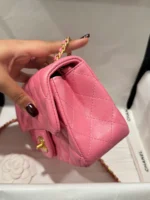 Chanel Classic Bell Bag Like Auth Handbags Bink Lock Gold Smooth Leather 20cm - Image 4