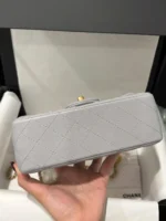 Chanel Classic Womans Smooth Leather Grey Like Auth Handbags 20cm - Image 5