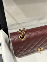 Tui Xach Nu Chanel Classic Mau Do Man Khoa Vang Like Auth 25cm 2