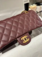 Tui Xach Nu Chanel Classic Mau Do Man Khoa Vang Like Auth 25cm 6