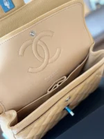 Chanel Classic Like Auth Handbags Beige Leather With Lizard Skin 23cm - Image 3