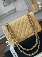 Chanel Classic Like Auth Handbags Beige Leather With Lizard Skin 23cm - Image 6