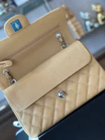 Chanel Classic Like Auth Handbags Beige Leather With Lizard Skin 23cm - Image 4