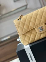 Chanel Classic Like Auth Handbags Beige Leather With Lizard Skin 23cm - Image 7