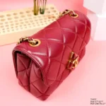 Chanel Womans Red High Best Quality Handbag Lock With Stone 17x12x7cm - Image 6