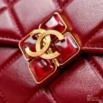 Chanel Womans Red High Best Quality Handbag Lock With Stone 17x12x7cm - Image 5