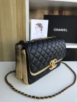 Tui Xach Nu Chanel Qua Tram Mau Den Da Li Mix Vang 25cm 1