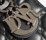 Dior My Lady Like Auth Women's Handbag Black Silver Lock 20x16cm - Image 8