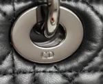 Dior My Lady Like Auth Women's Handbag Black Silver Lock 20x16cm - Image 4