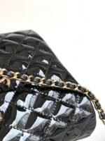 Chanel Alma Mini Shiny Leather Handbags Black Lock Gold 12cm - Image 4