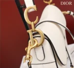 Dior Saddle 11 Handbags White Color With Lock Yellow Gold 25x20x6.5cm - Image 3