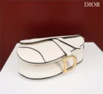 Dior Saddle 11 Handbags White Color With Lock Yellow Gold 25x20x6.5cm - Image 2