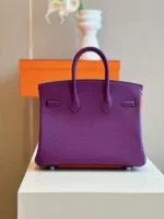 Hermes Birkin 25 Dark Purple Togo Leather Palladium Hardware - Image 7