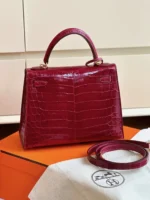 Tui Xach Nu Hermes Kelly Crocodile Da Ca Sau Cao Cap 25cm 3