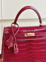 Tui Xach Nu Hermes Kelly Crocodile Da Ca Sau Cao Cap 25cm 5