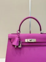 Hermes Kelly 28 Purple Epsom Leather Palladium Hardware - Image 6