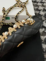 Chanel Woc Black Handbags Pearl Handle Plated Lock Gold 19cm - Image 7