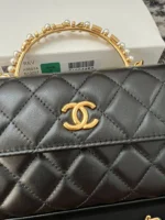 Chanel Woc Black Handbags Pearl Handle Plated Lock Gold 19cm - Image 5