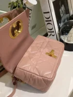 Dior Pink Plaid Super Quality Women's Handbag with Gold Lock 25cm - Image 4