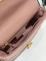 Dior Pink Plaid Super Quality Women's Handbag with Gold Lock 25cm - Image 2