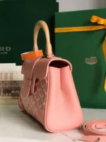 Goyard Saigon Handbag Pink Womens Wooden Handle 20x15cm - Image 5