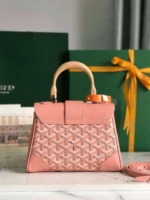 Goyard Saigon Handbag Pink Womens Wooden Handle 20x15cm - Image 7