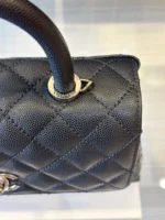 Chanel Coco Handbag Leather Black With Silver Lock 23cm - Image 4