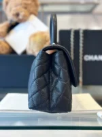 Chanel Coco Handbag Leather Black With Silver Lock 23cm - Image 5