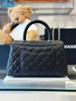 Chanel Coco Handbag Leather Black With Silver Lock 23cm - Image 6