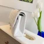 Chanel Classic Handbags Lizard Skin White With Silver Lock 25cm - Image 2