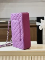 Chanel Classic Handbags Womans Purple Lock Silver 25cm - Image 4