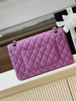 Chanel Classic Handbags Womans Purple Lock Silver 25cm - Image 5