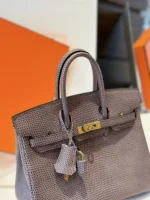 Hermes Birkin 25 Tris Fonce Genuine Lizard Leather Palladium Hardware - Image 2