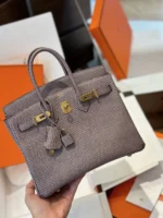 Hermes Birkin 25 Tris Fonce Genuine Lizard Leather Palladium Hardware - Image 6