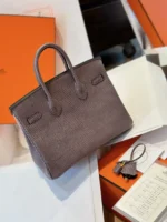 Hermes Birkin 25 Tris Fonce Genuine Lizard Leather Palladium Hardware - Image 5