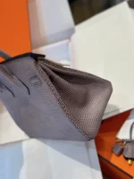 Hermes Birkin 25 Tris Fonce Genuine Lizard Leather Palladium Hardware - Image 3