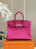 Hermès Birkin 30 Rose Shocking Taurillon Clemence Palladium Hardware - Image 4