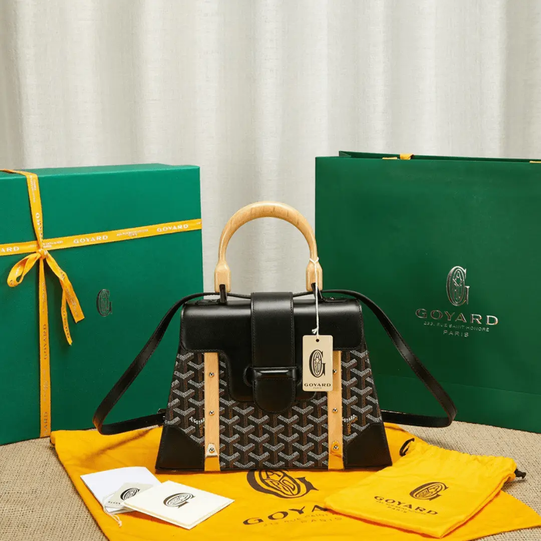 Untitled-design-2025-05-23T193820.363 Goyard SAIGON Black Handbag With Wooden Handle 28cm - Image 1